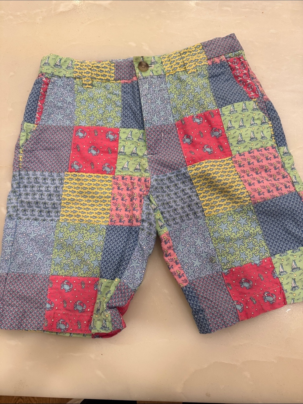 Vineyard Vines Boys Patchwork Shorts in Red, Pink, Green, Blue, Yellow
